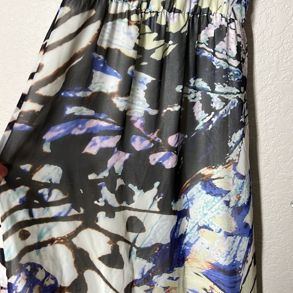 Charlie Jade Embellished MultiColor Abstract Print Silk Maxi Dress sz M - Picture 4 of 9